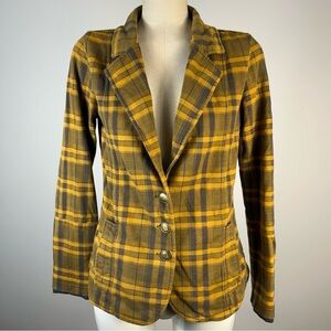 Hurley Mustard and Charcoal Plaid Woman’s Blazer S
